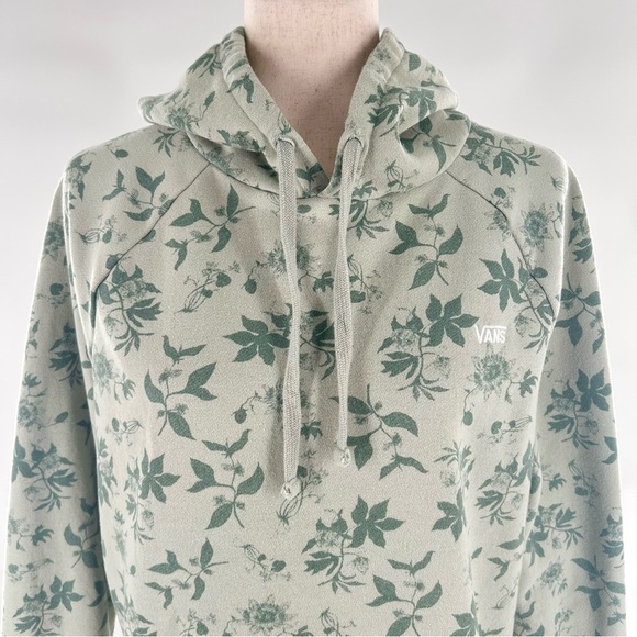 Vans Green Floral Pullover Hoodie Medium - Picture 3 of 12